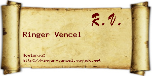 Ringer Vencel névjegykártya